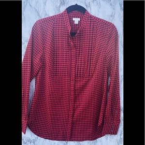 J.Crew Buffalo Check Top In red and black
